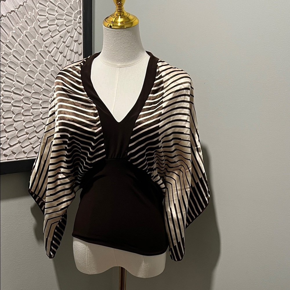 Elegant Brown and Cream Striped Women's Top